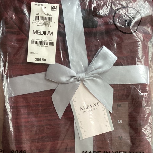 ALFANI French Terry Pajama 
Loungewear Set Color: Garnet Stone - Picture 4 of 6